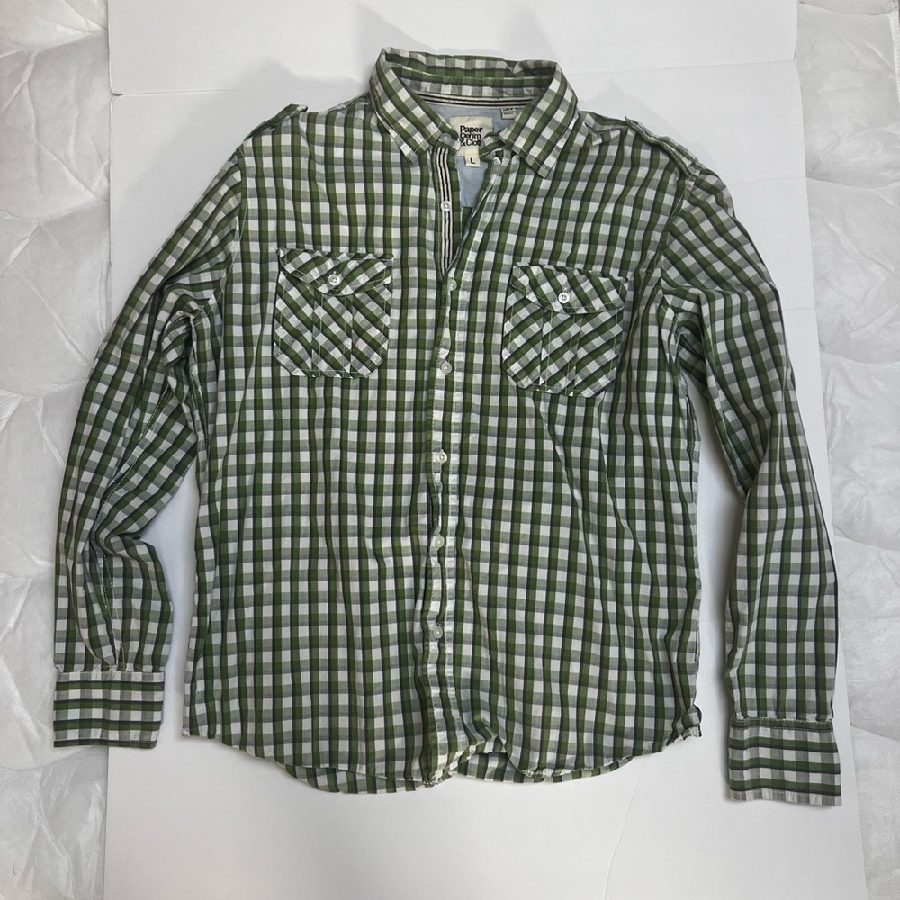 Paper Denim & Cloth Green Plaid Men's Shirt